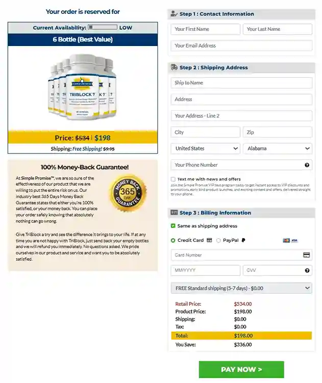 TriBlock 7 Order Page